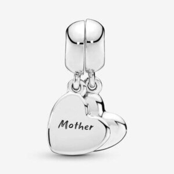 Mother & Son Heart Split Dangle Charm - Picture 2 of 6